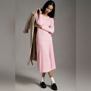 Anthropologie long sleeve Ribbed sweater Midi dress sz small Petite NWT *FLAWED*